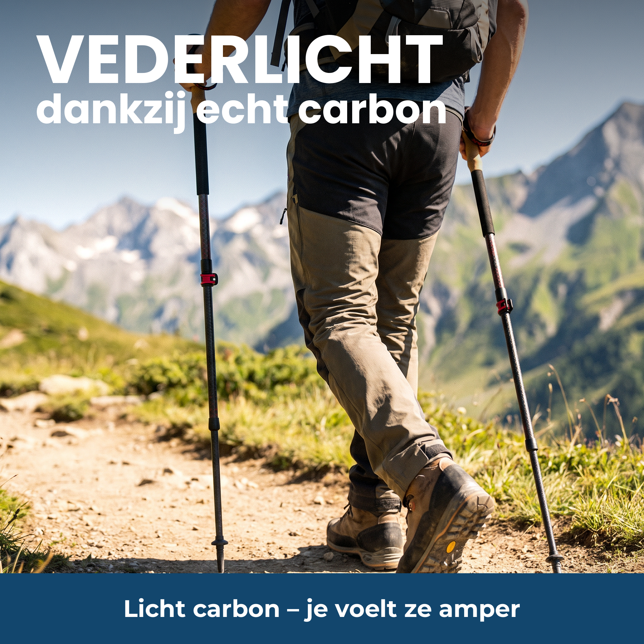 Vederlichte carbon wandelstokken