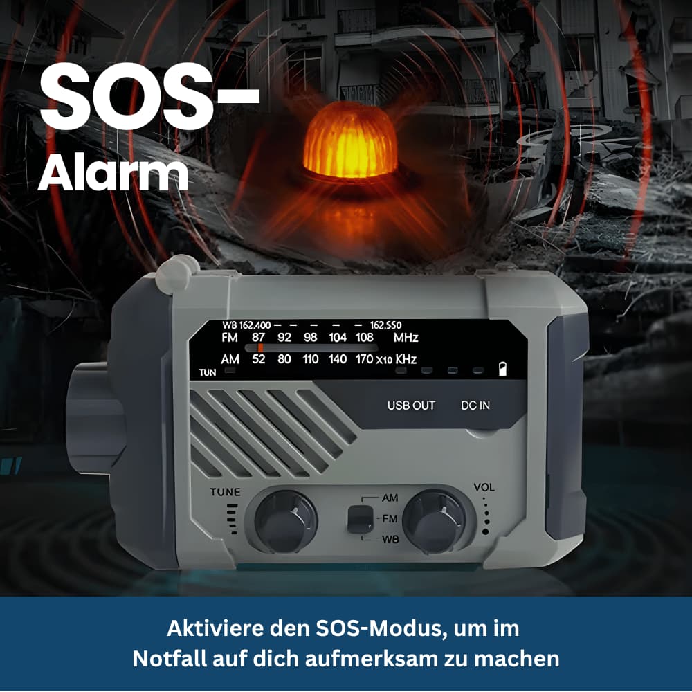 PowerGuard Pro – Emergency Radio with Solar & Hand-Crank Power