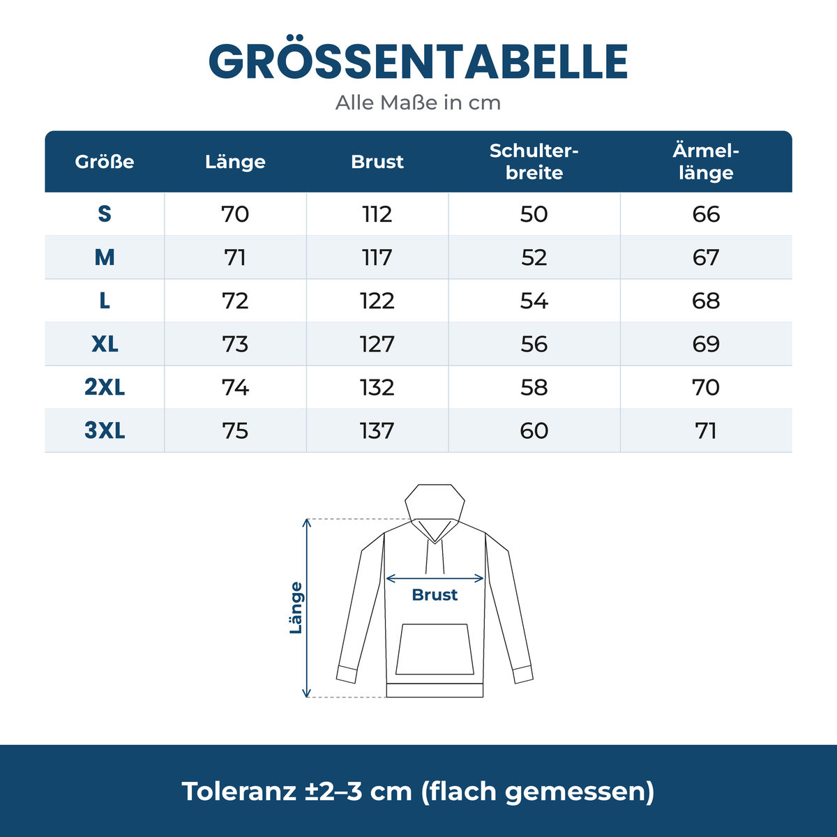 CozyHeat Heated Hoodie – Größentabelle