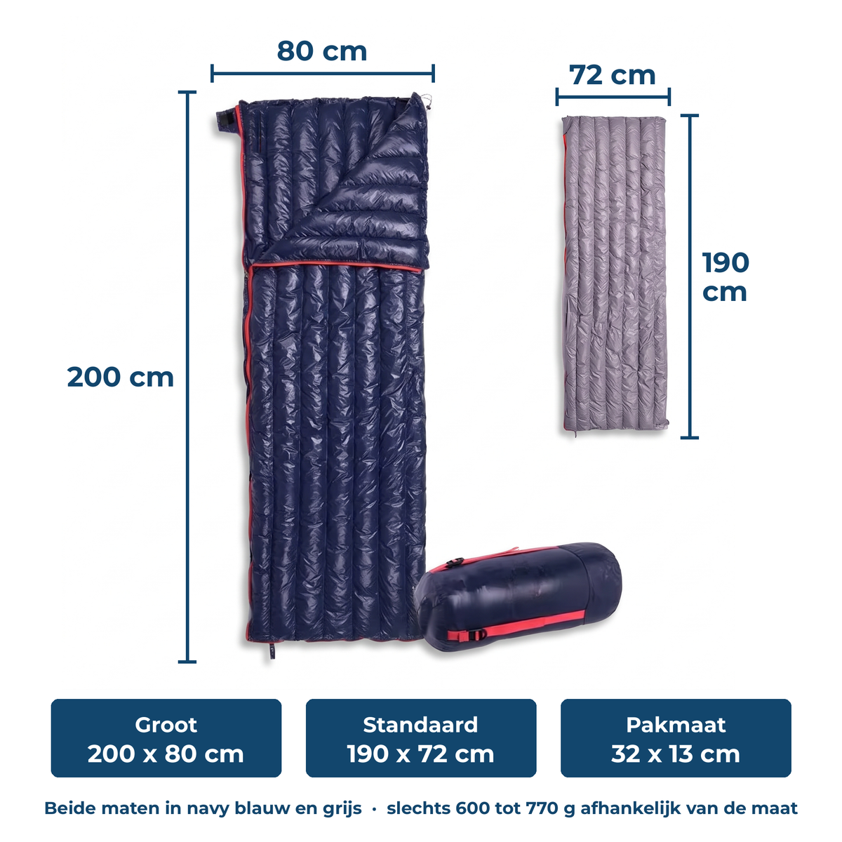 ThermoComfort Slaapzak – Maten en pakmaat