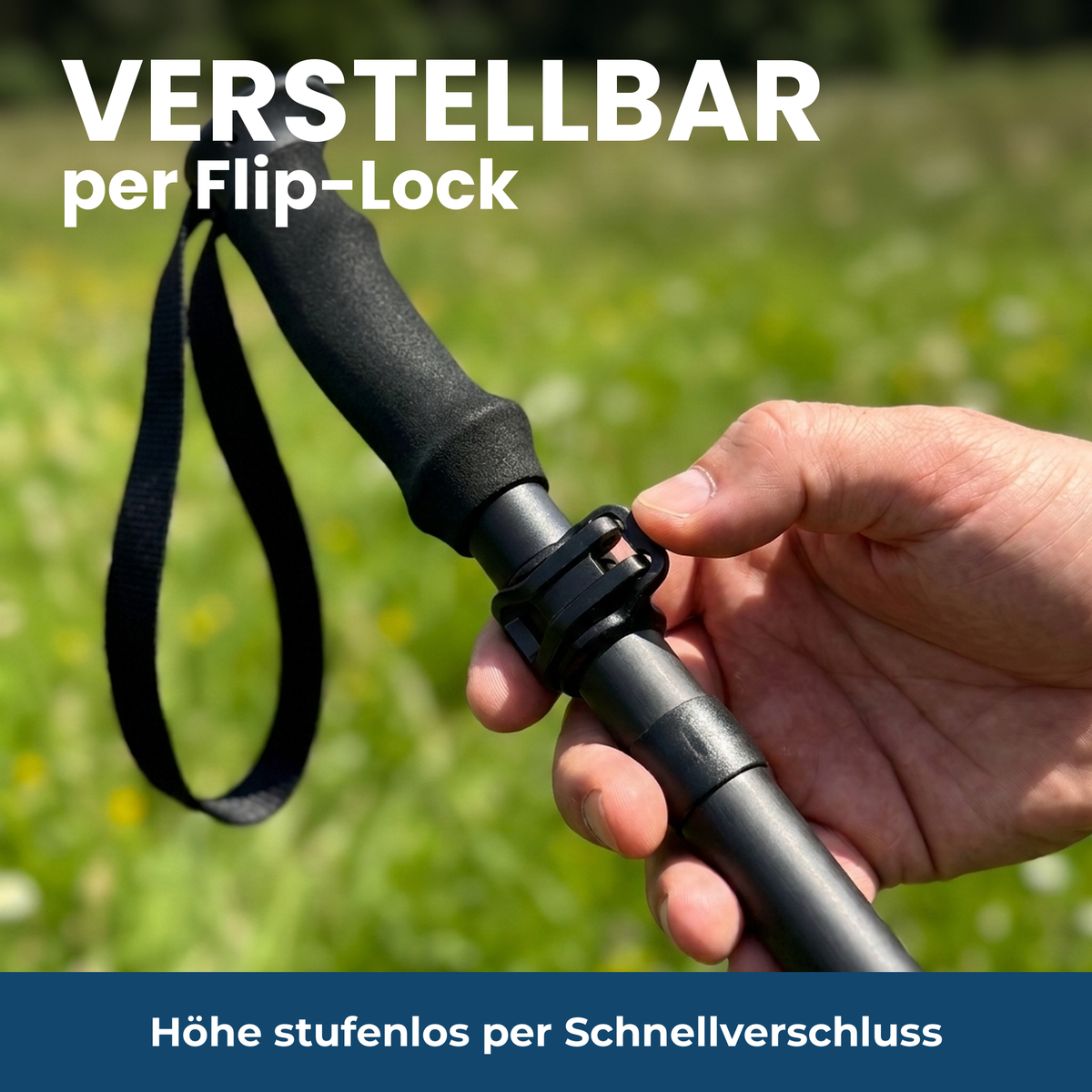 Per Flip-Lock verstellbar
