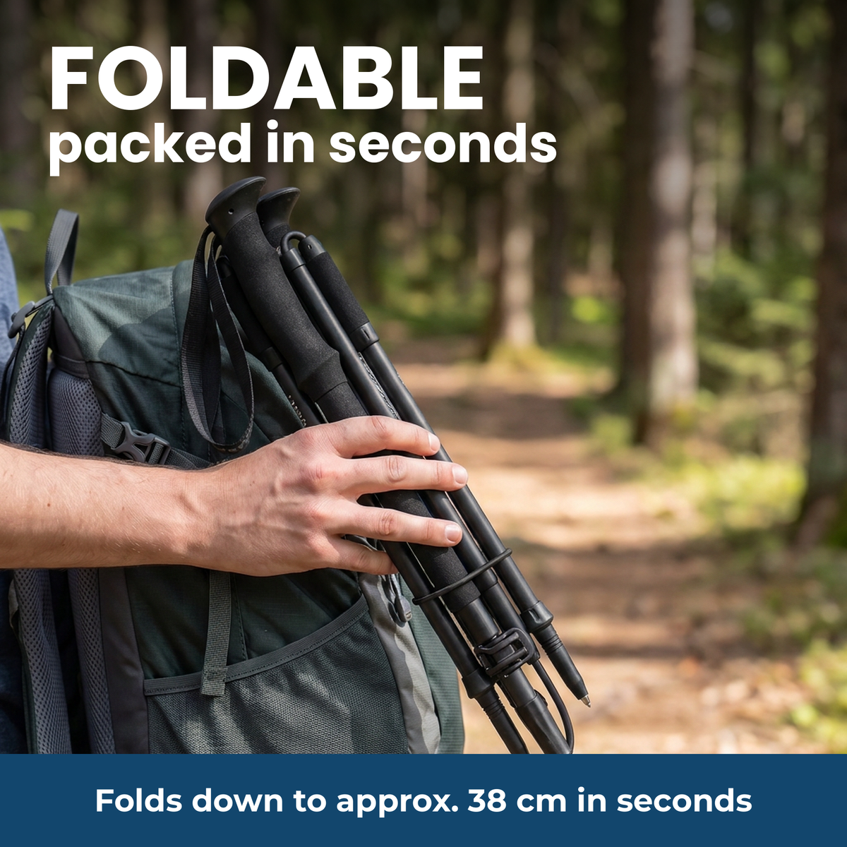 Foldable trekking poles – packed in seconds