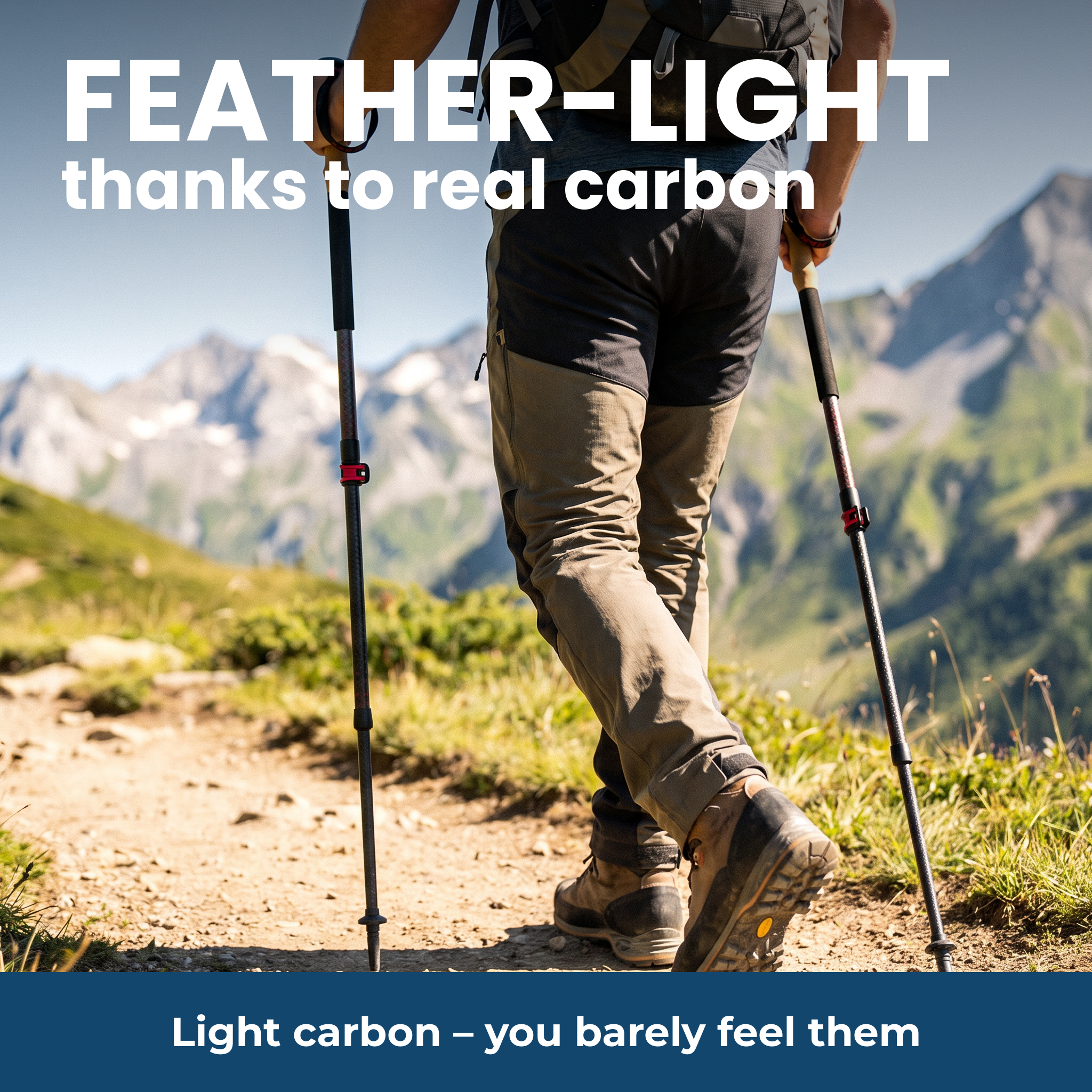 Feather-light carbon trekking poles